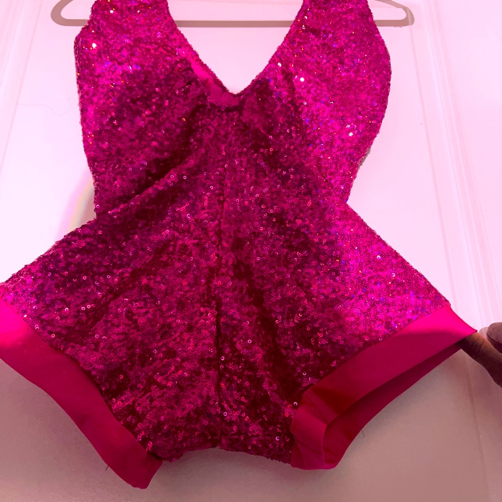 Pink/magenta one pc sequined romper
